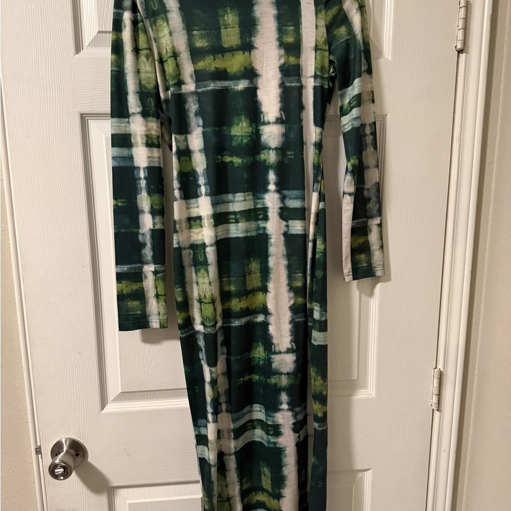 SHEIN Green Plaid Maxi Dress